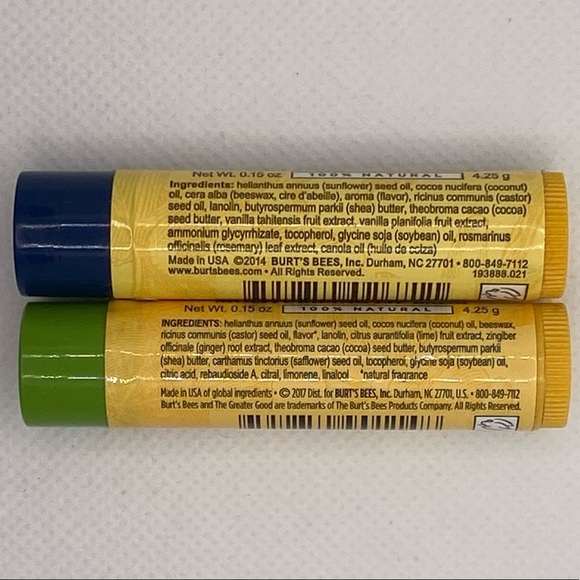 Burt's Bees Moisturizing Lip Balm 100% Natural 3 x Vanilla Bean  3 x Ginger Lime - Picture 5 of 7